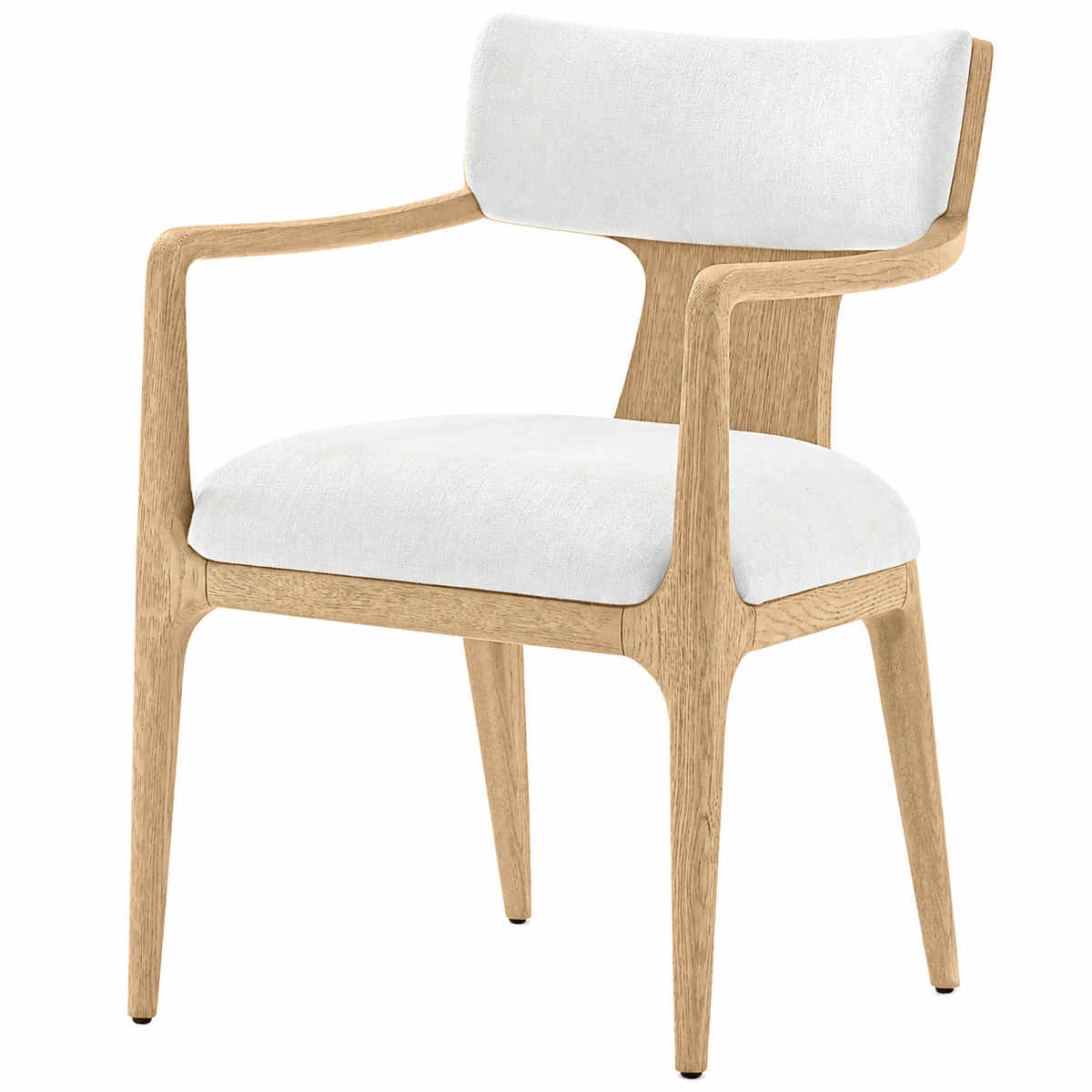 Chloé Fabric Dining Armchair in natural oak on a white background