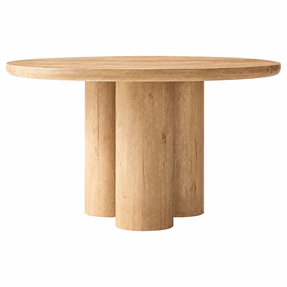 Oslo Cylinder Round Dining Table in natural oak on a white background