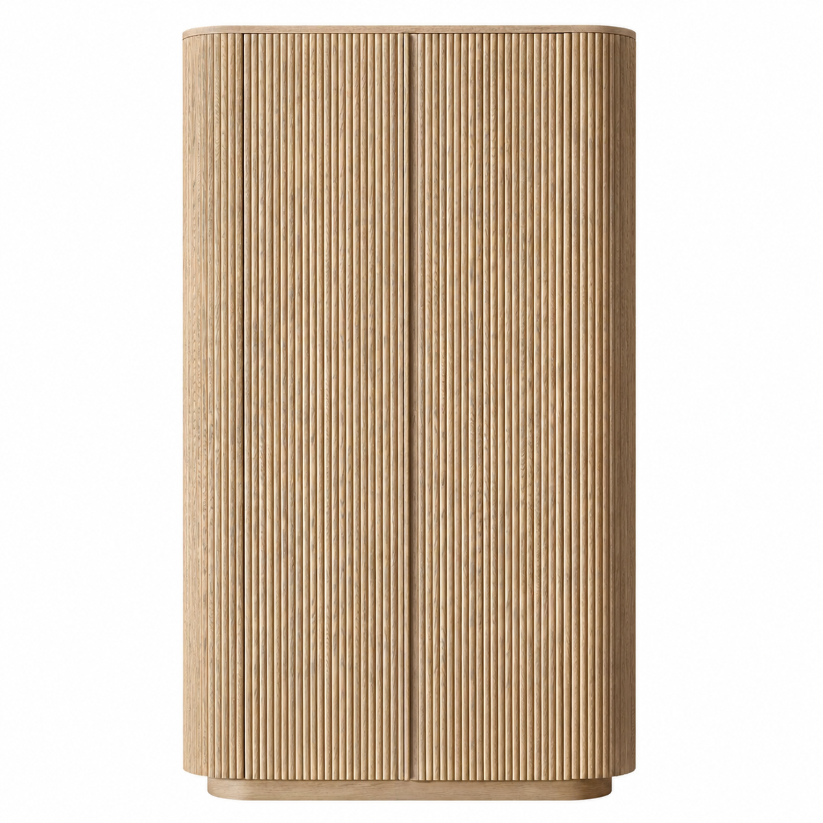Reclaimed Oak Reeded Cabinet in natural oak on a white background