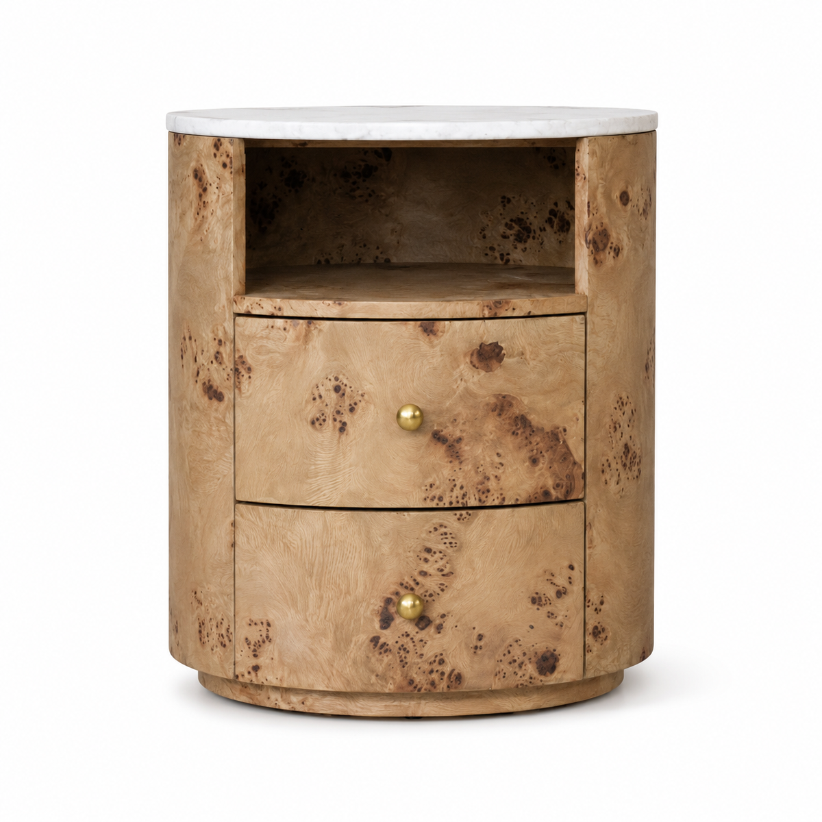 Burl Cylinder Nightstand