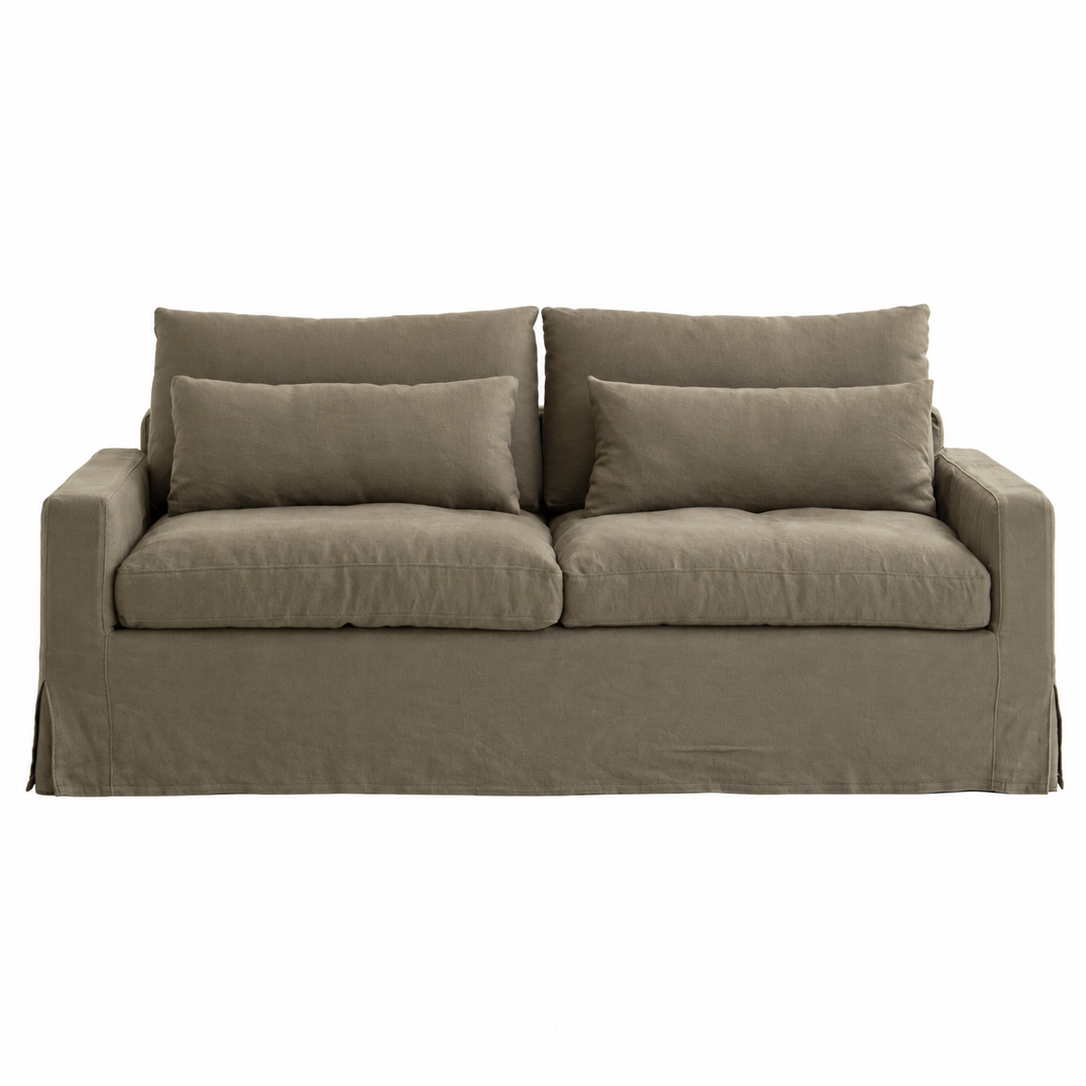 Olive Linen Slipcover Sofa white background cover image