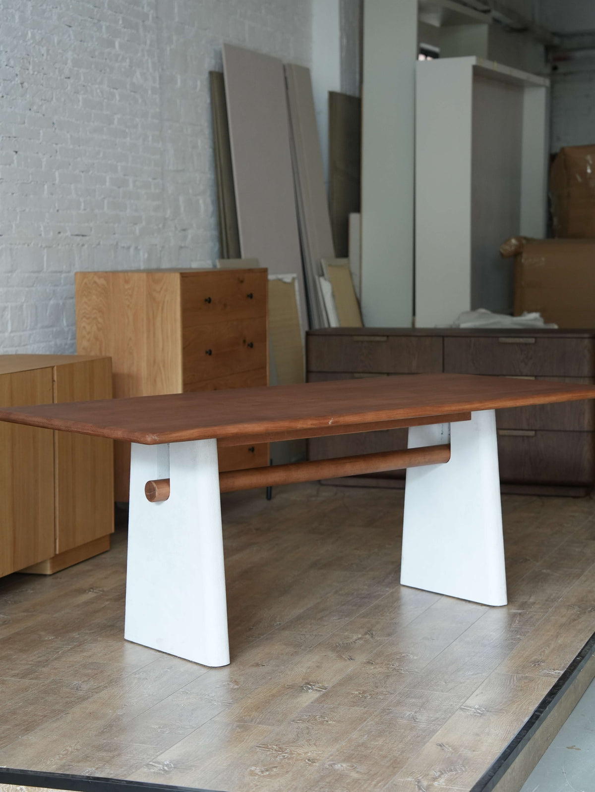 Trestle White Leg Dining Table detail image 6