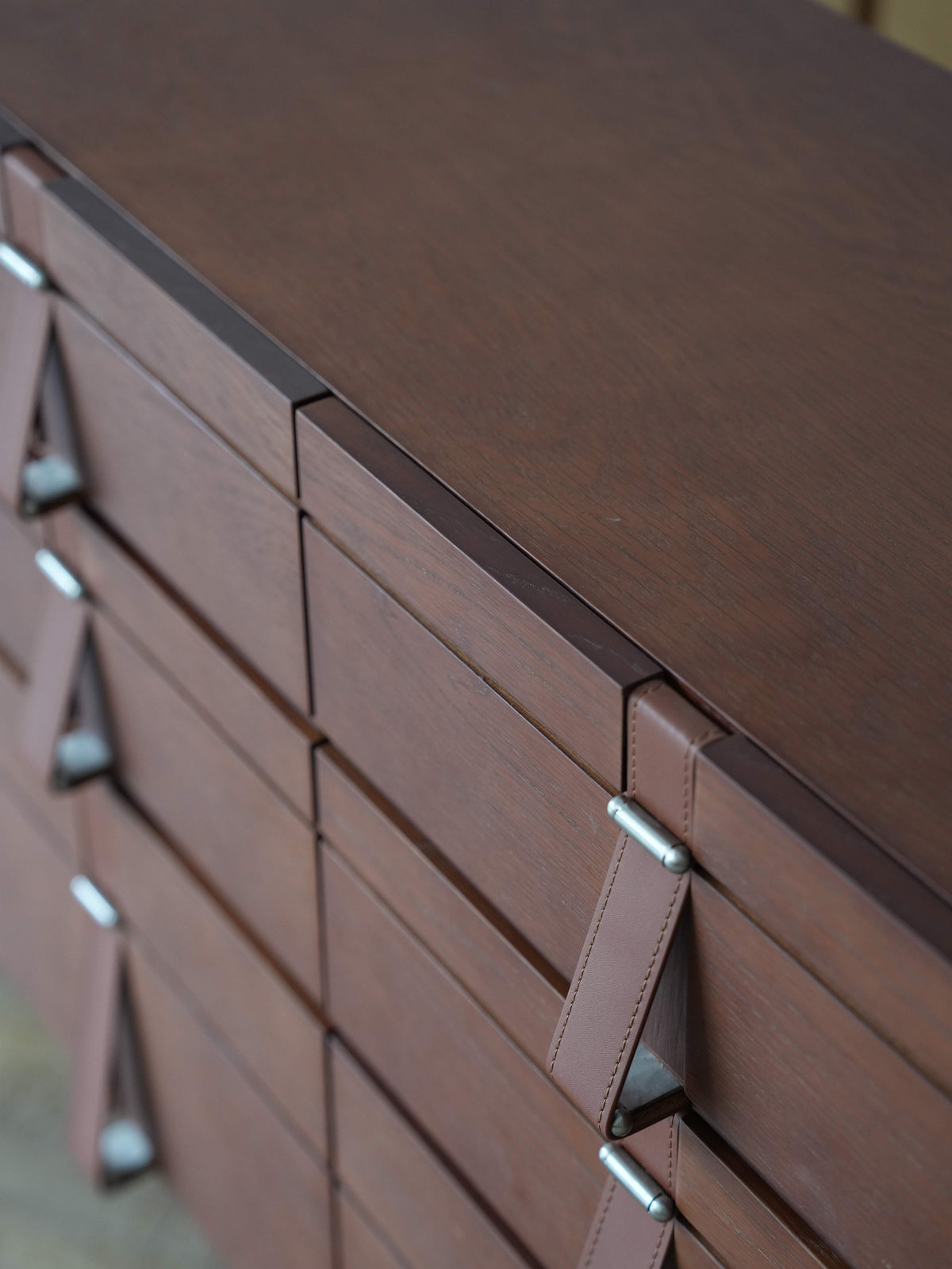 Leather Pull Walnut Cabinet detail image 6