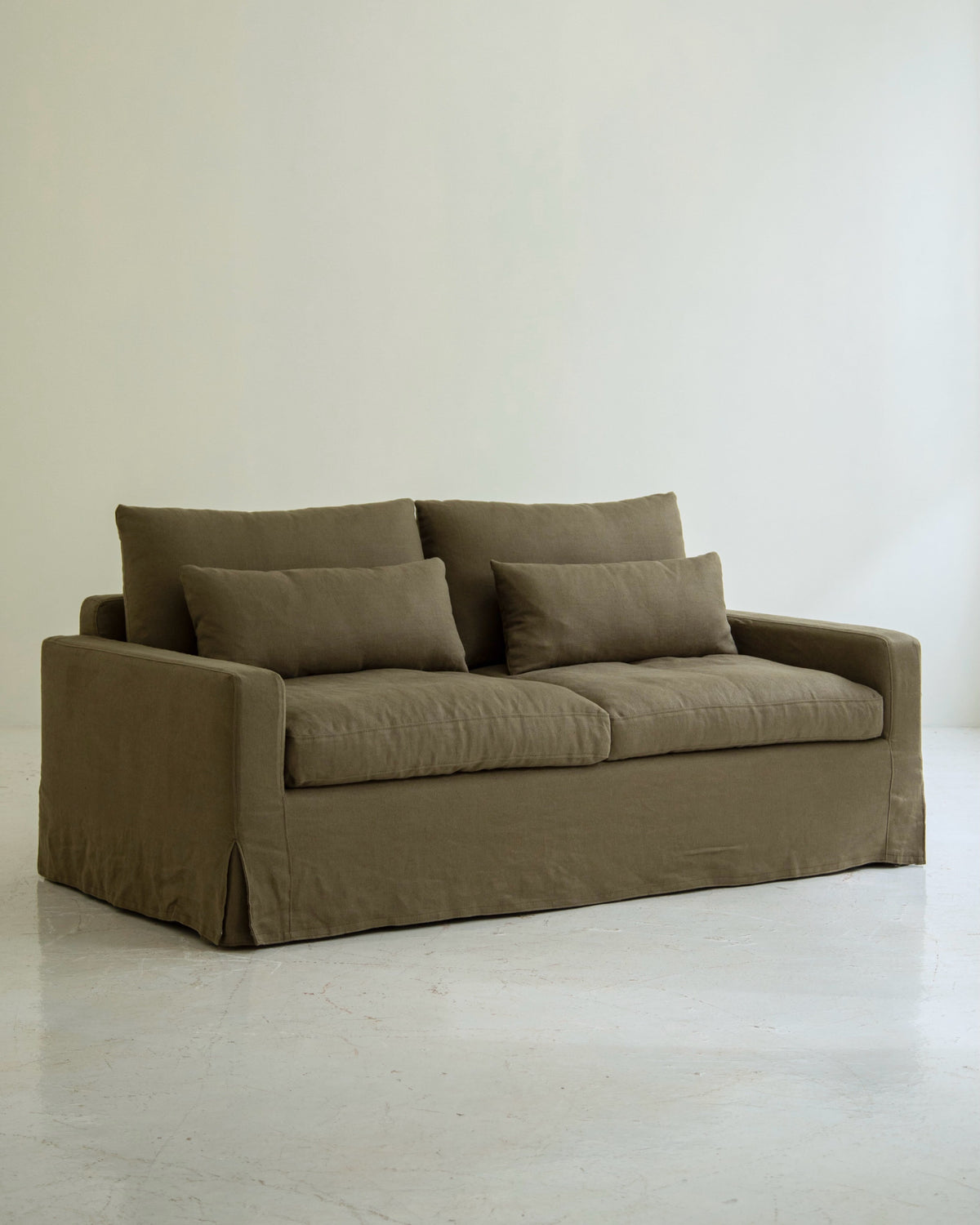 Olive Linen Slipcover Sofa detail image 4