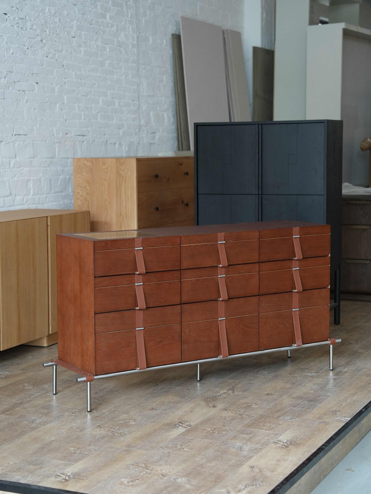 Leather Pull Walnut Cabinet detail image 3