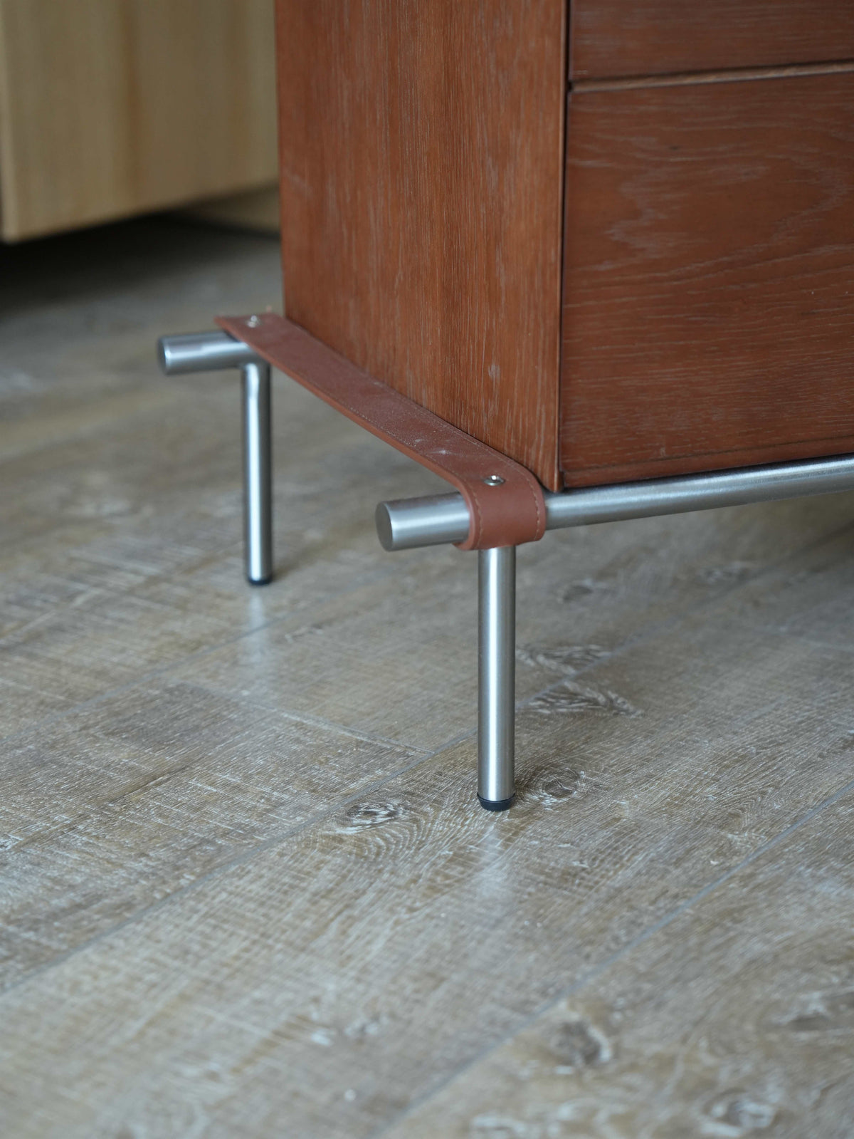 Leather Pull Walnut Cabinet detail image 4