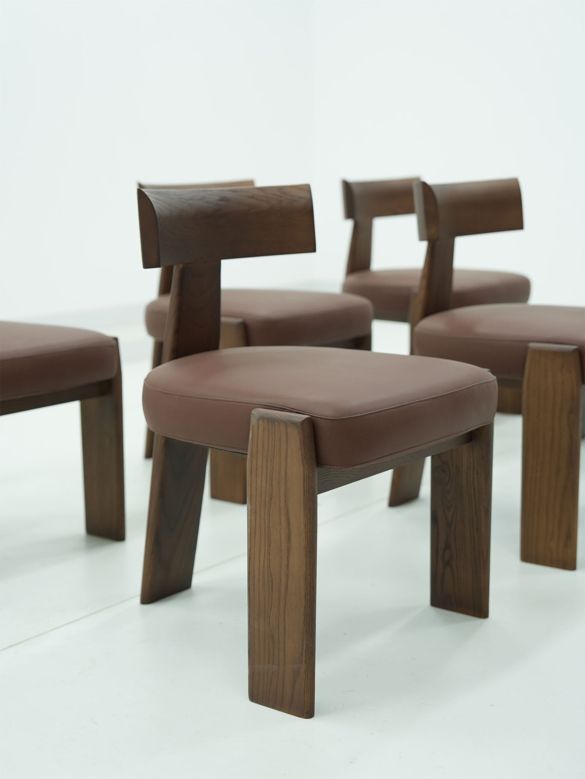 Walnut Leather Dining Chair detail image 4